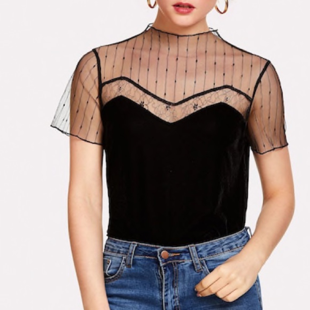 Velvet & Mesh Top โ ๏ธ - Picture 2 of 5